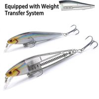 Leurre coulant lent pour eau douce, type Minnow, en métal et plastique, avec système de fixation Silver Knife, pour la pêche au bar en lac, utilisable dans toute la colonne d'eau