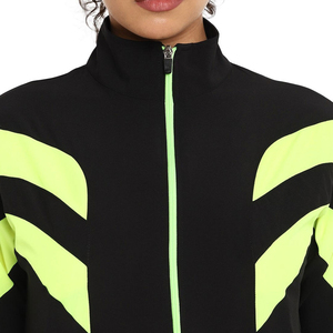 Conjunto Deportivo de Mujer, Negro con Rayas Verde Neón, 2 en 1, Cortavientos, con Cierre de Media Cremallera, Mangas Largas, Pantalones hasta el Tobillo, Bolsillos Laterales, Estilo Deportivo Casual - Product Image 6