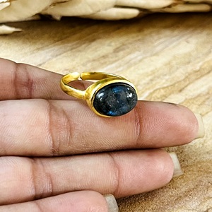 New Arrival Gemstone <b>Rings</b> Vintage Oval <b>Ring</b> Boho Brass <b>Rings</b> Women 18k Gold Plated <b>Dainty</b> Oval Minimalist <b>Ring</b> Wholesale/OEM - Product Image 5