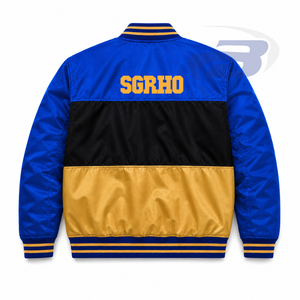 Chaqueta Deportiva Bordada de la Hermandad Sigma Gamma Rho para Mujer, Ropa Griega Vintage Azul y Amarilla, Chaqueta Deportiva SGR - Product Image 3