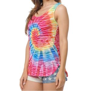 Camiseta sin mangas tie-dye para mujer, estampado espiral colorido, estilo festival de verano, sublimación personalizada al por mayor - Product Image 3