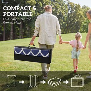 Tappeto da Esterno Reversibile con Motivo Lanterne Blu e Bianche 9FT X 18FT in Paglia Plastica Impermeabile con Borsa per il Trasporto - Product Image 4