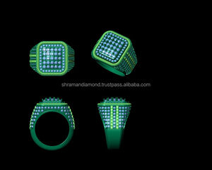 Anillo de cóctel geométrico para hombre de plata 925 con baño de rodio y pavé de moissanita, ideal para cumpleaños, bodas y aniversarios. - Product Image 5