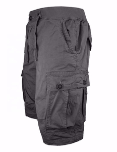 Shorts cargo décontractés pour hommes, taille élastique, six poches, en coton uni teint, respirant, infroissable, séchage rapide, écologique - Product Image 5