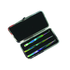 Volume Professional <b>Rainbow</b> 3 Pcs Eyelash Tweezers Kit with Case Packing Special Design For the Salon Owners, Students Isolation - Product Image 1