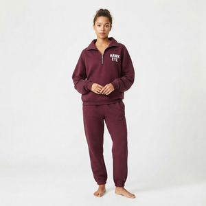 Custom Heavyweight <b>Women's</b> Turn Down Collar <b>Quarter</b> <b>Zip</b> Sweatshirt Oversized Drop Shoulder Sweatshirt Hoodie Solid Color - Product Image 4