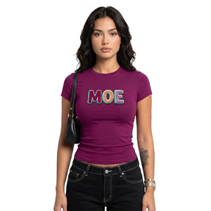 Haut court élégant en coton tricoté avec broderie chenille pour femme, coutures robustes, coupe ajustée, tendance, t-shirts personnalisés avec broderie serviette - Product Image 1