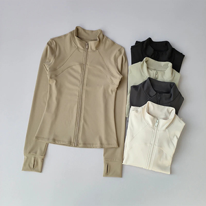 Traje de Yoga para Mujer, Chaqueta Deportiva de Alta Gama con Cuello Alto, Manga Larga, Transpirable, de Spandex, para Correr, Entrenamiento, Fitness, Resistente al Viento - Product Image 1