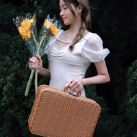Nouvelle boîte de rangement en rotin écologique et durable, artisanat chinois traditionnel créatif, petit panier de pique-nique, valise portable tressée