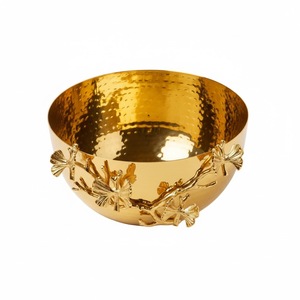 Handcrafted Eco-Friendly Aluminum Modern Luxury Wedding Serving Bowl Leaf Design Decorative Home Decor <b>Table</b> Centerpiece - Product Image 2