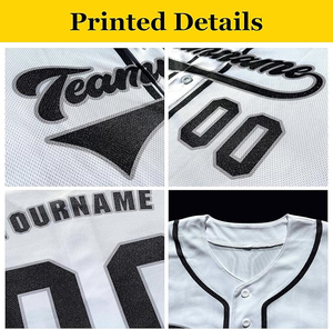 เสื้อเบสบอลสีดำแบบกำหนดเองพร้อมพิมพ์ชื่อทีมและหมายเลข เสื้อเชิ้ตยูนิฟอร์มคอวีติดกระดุมด้านหน้าแบบแห้งเร็ว - Product Image 4