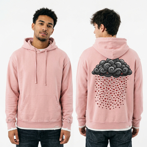 Sweat à capuche personnalisé épais rose délavé à l'acide pour homme, style vintage oversize streetwear, avec motif squelette et rose brûlée, en polaire - Product Image 4