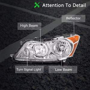 08-12 para Honda Accord Sedan Chrome Housing Headlamps Amber Corner Headlight Lamps - Product Image 3