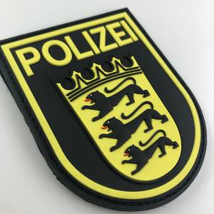 Patch en caoutchouc 3D écologique avec emblème noir et jaune à crochets et boucles, à coudre pour vêtements, sacs, chapeaux - Product Image 3