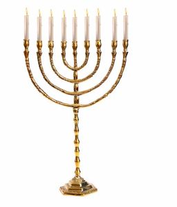 9 arm Lamp Gold <b>Brass</b> Menorah Candle Holder Handmade Metal Hanukkah <b>Lantern</b> Decorative Candle Stand for Home - Product Image 5
