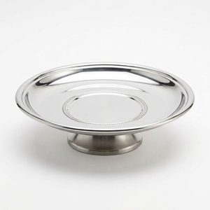 Plato de Servir Artesanal de Acero Inoxidable SS304 de 26 cm, Estilo Espejo, Borde Satinado con Cuentas, Base Baja Elevada, para Decoración del Hogar y Hoteles - Product Image 3