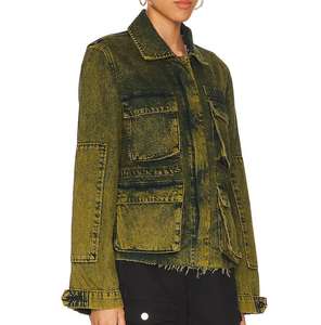 Vestes en jean slim pour femmes, denim uni lavé de haute qualité, vente chaude personnalisée - Product Image 3