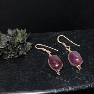 Boucles d'oreilles en argent sterling 925 Design ethnique avec corindon naturel rubis diamant goutte pour mariages fêtes fiançailles cadeaux - Product Image 1