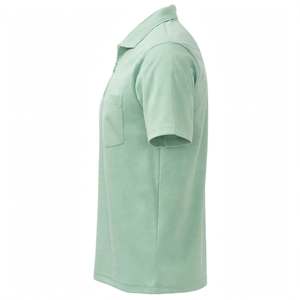 SPINE CRAFT Unisex High Quality Heavyweight Embroidered Knitted <b>Shirt</b> T Solid Color Casual Pocket Short Sleeve <b>Half</b> Zipper 200g - Product Image 5