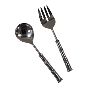 Servidores de Ensalada de Acero Inoxidable de Alta Calidad, Diseño Moderno y Elegante, Utensilios de Servir de Metal Pulido, Juego de 2 para Cocina y Comedor - Product Image 1
