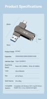 Clé USB pivotante en métal USB 3.0/3.2 Type-C 150 Mo/s avec cryptage, emballage personnalisé, nouvelle clé USB avec garantie d'un an