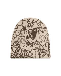 Gorro de Invierno de Punto con Estampado de Grafiti Negro, Estilo Urbano, Unisex, Marca Privada, 56-58CM, Gorra Casual de Moda para Adultos - Product Image 5