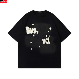 NOEX Men's Pink Oversized T-Shirt Short Sleeve O-Neck Cotton Jersey Streetwear Letter Print Front <b>Logo</b> - Product Image 5