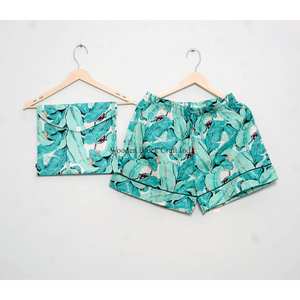 Conjunto de Pijama de 3 Piezas de Algodón Ligero de Alta Calidad para Mujer, Manga Corta, Secado Rápido, Transpirable, Ropa de Playa para Verano - Product Image 2