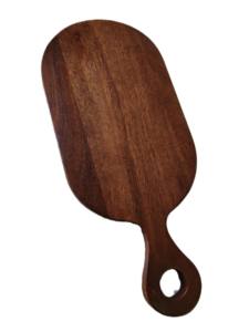 Plateau de service rectangulaire moderne de luxe tendance, en bois d'acacia naturel, écologique, durable, avec poignée, pour apéritifs et collations - Product Image 5