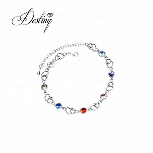 <span class=keywords><strong>Pulsera</strong></span> de cadena de corazón de plata 925 Daisini adornada con cristales de <span class=keywords><strong>Swarovski</strong></span> para mujer <span class=keywords><strong>pulsera</strong></span> chapada en oro de 18 quilates - Product Image 1