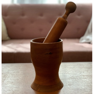 Mortier et pilon traditionnels en bois naturel 72, outil manuel pour broyer les épices et les herbes - Product Image 6