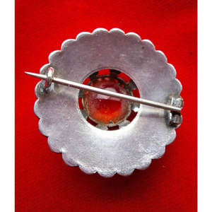 Broche escocés antiguo con grabados de cardo escocés, de cristal facetado grande color citrino, para traje escocés de las Tierras Altas - Product Image 2
