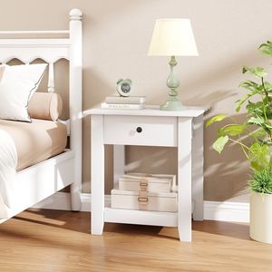 Modern 3-Tier Bedside Nightstand with <b>Open</b> Shelf and <b>Storage</b> Drawer Contemporary Nightstand with Drawer - Product Image 6
