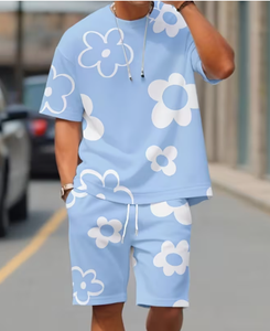 Ensemble de shorts de basketball pour hommes, imprimé marbré, séchage rapide, taille mi-haute élastique, imprimé numérique, polyester/coton, tenue de sport - Product Image 2