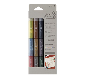 GANRAKU MIDORI Join <b>Dots</b> 3 Color Connected Pen Set Grayish Tone Japanese Water Based <b>Journal</b> Planner Pen 3 Pack - Product Image 4