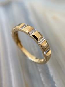 Yellow Gold Moissanite Eternity Band <b>Ring</b> Baguette Cut Channel Setting Geometric Design Unisex Classic Style hip hop <b>ring</b> charms - Product Image 1