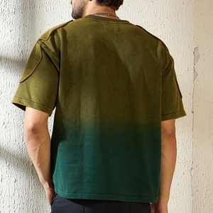 T-shirt décontracté en coton pour homme, col rond, coupe classique, manches courtes, couleur unie, tricoté, respirant, turquoise - Product Image 3