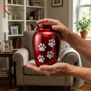 Top Selling Eco Friendly Pet Memorial Urn <b>for</b> Dog <b>Ashes</b> Solid Alloy Metal Cremation Jar Paw Print Design Personalized Pet Urns - Product Image 3