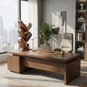 Modern Wooden Ladder Bookshelf 5-Tier Freestanding Modular Design for Home Office Living Room Furniture - Product Image 1