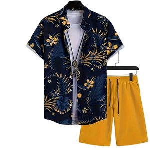 Conjunto de Verano 2026 para Hombre, Casual, Color Sólido, con Bolsillos, Cárdigan de Manga Corta, para Uso Diario - Product Image 1
