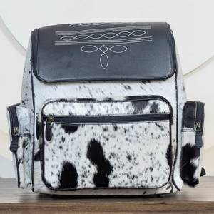 Fashion Western Cowhide Leather with Boot Stitch <b>Backpack</b> Purse Tooled Flap Women Travel <b>School</b> Fashion Hide <b>Backpack</b> Wholesale - Product Image 4