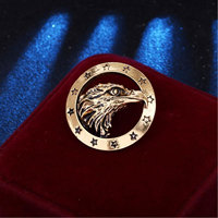 Broche Vintage Rétro Tête d'Aigle à Carreaux avec Anneau Circulaire Pentagramme, Épingle Gothique Unique en Métal pour Hommes et Femmes