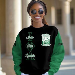 Veste universitaire personnalisée Iota Phi Lambda, veste universitaire noire et vert émeraude personnalisée, sweat-shirt de la sororité Iota Phi Lambda - Product Image 1