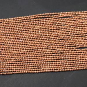 ลูกปัดมูนสโตนสีพีชธรรมชาติเคลือบเงิน คุณภาพสูง ขนาด 2-2.5 มม. รูปทรงรอนเดลล์ ความยาว 13 นิ้ว สำหรับทำเครื่องประดับ - Product Image 3