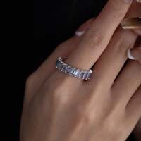 Groothandel 5x3mm Emerald Cut Lab Grown Alexandrite 14K massief witgouden ring Luxe kleurveranderende volle eternity edelsteen trouwring