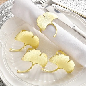 Anillos para Servilletas con Diseño de Hoja de Ginkgo Dorada, 4.5cm de Ancho, Decoración de Mesa Resistente, para Bodas, Estilo Moderno - Product Image 1