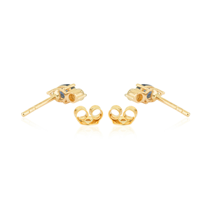 Bulk Custom Order Minimalist Design Blue Sapphire & Diamond <b>Small</b> Gemstone <b>Stud</b> <b>Earrings</b> For Girls 14K Real Yellow Gold Jewelry - Product Image 6