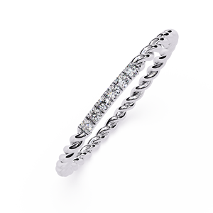 Anillo de Diamantes Trenzados en Oro Blanco, Corte Ovalado, Banda de Eternidad, Joyería de Boda - Product Image 2