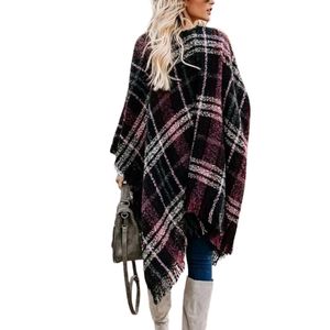 Plaid Tassel Shawl Scarf Long <b>Knit</b> <b>Throw</b> Blanket for Women Winter Casual Home Outdoor - Product Image 2