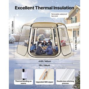 Tenda a Cupola Pop-up 11 X 10,2 ft, Impermeabile e Resistente ai Raggi UV, Rifugio Trasparente per Campeggio e Giardino, Tenda Igloo - Product Image 5